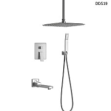 Πολυτελής εντοιχισμένη κρεμαστή ντουζιέρα με επιτοίχια μπαταρία σε χρώμιο – DD519 - Sellzone.bg Πολυτελής εντοιχισμένη κρεμαστή ντουζιέρα με επιτοίχια μπαταρία σε χρώμιο – DD519